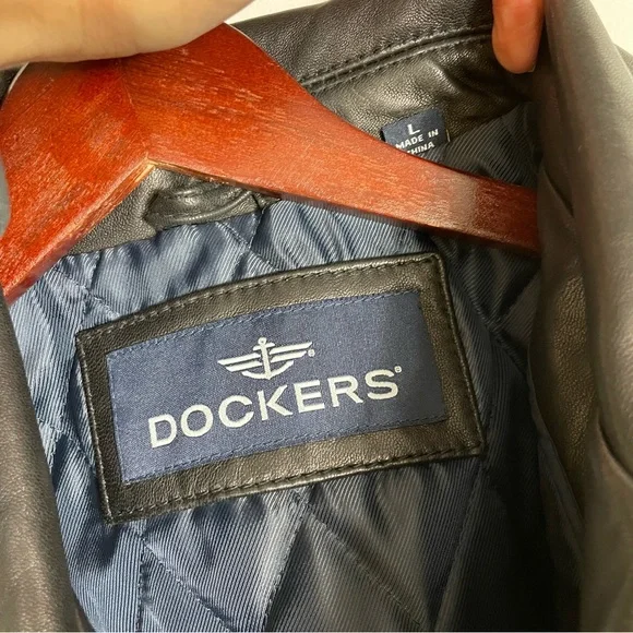 Dockers Men's Black Genuine Leather Full Zip Jacket Size Large